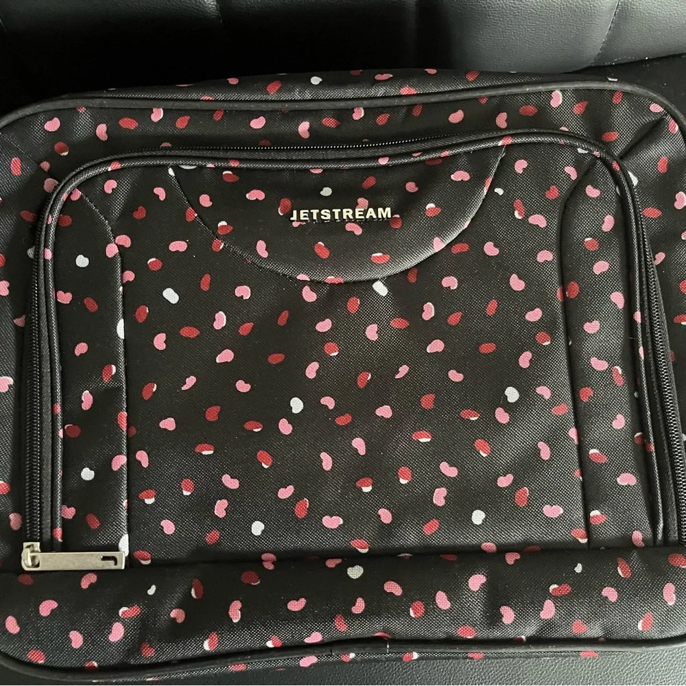 Like new-JETSTREAM Black Crossbody Bag with Pink & White Dot Print - Picture 4 of 7